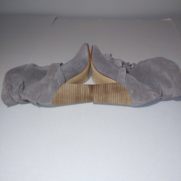 Nine West Ronia Suede Slouchy Peep Toe Ankle Tie up Booties Size 7.5 Grey - Picture 7 of 8
